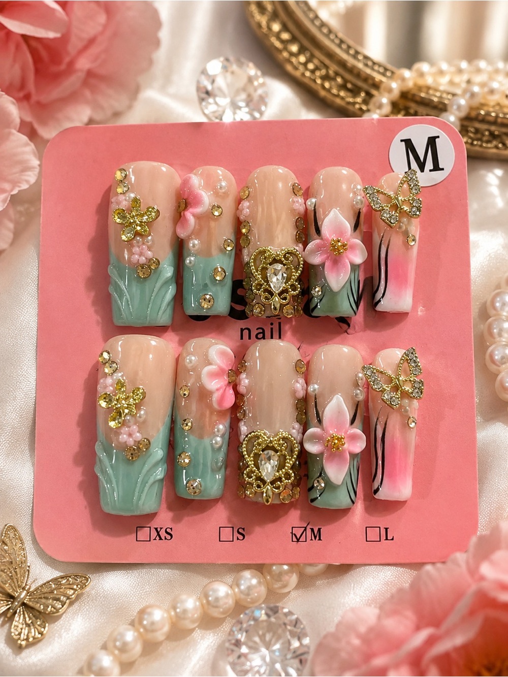 🌸 Floral Garden Luxury Press-On Nails 
 - Women
